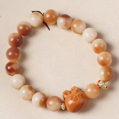 Buddha Stones Natural Bodhi Seed Lovely Rabbit Peace Bracelet Bracelet BS 2