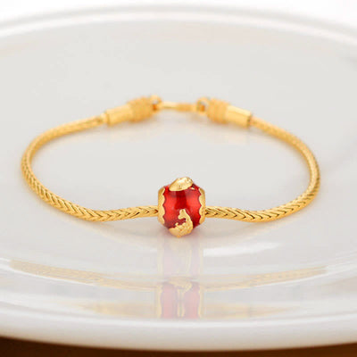Buddha Stones Tibetan 18K Gold Om Mani Padme Hum Lucky Koi Fish Fu Character Ingot Copper Coin Peace Bracelet Bracelet BS Lucky Koi Fish