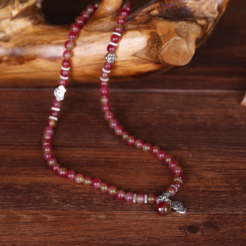 Buddha Stones Natural Watermelon Tourmaline PiXiu Elephant Positive Triple Wrap Bracelet Bracelet BS 4