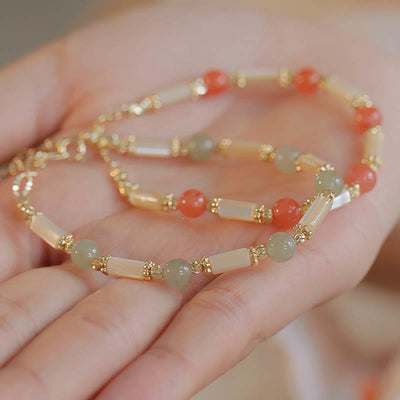 Buddha Stones Tridacna Stone Red Agate Hetian Jade Blessing Bracelet Bracelet BS 9