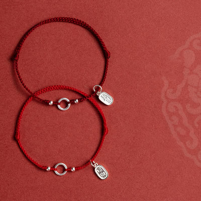 Buddha Stones 925 Sterling Silver Lucky Fortune Peace Joy Lotus Peace Buckle Red String Bracelet Bracelet BS 9