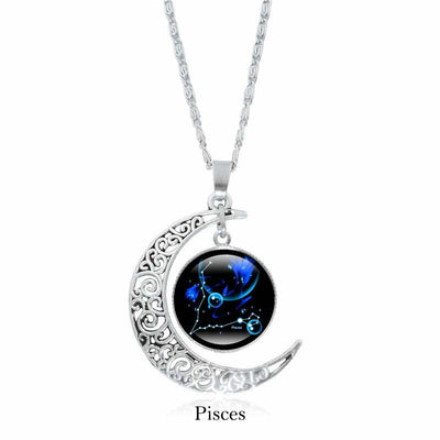 Buddha Stones 12 Constellations of the Zodiac Moon Protection Necklace Chain Pendant Necklaces & Pendants BS Pisces