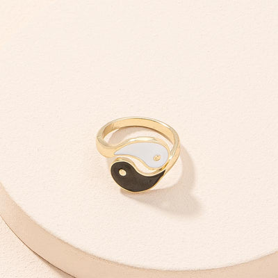 Buddha Stones Yin Yang Symbol Adjustable Blessing Couple Ring Rings BS 1