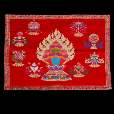 Buddha Stones Prayer Altar Mat Healing Meditation 8 Auspicious Symbols Mat Prayer Altar BS 1