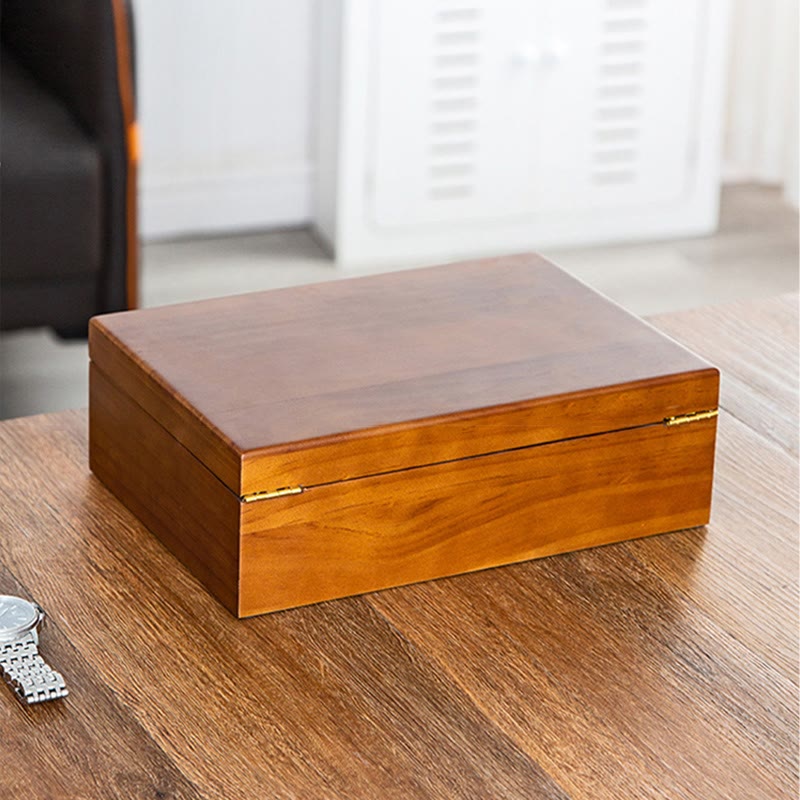 Buddha Stones Vintage Wooden Jewelry Box Two-Layer Solid Wood Jewelry Storage Box Jewelry Box BS 15