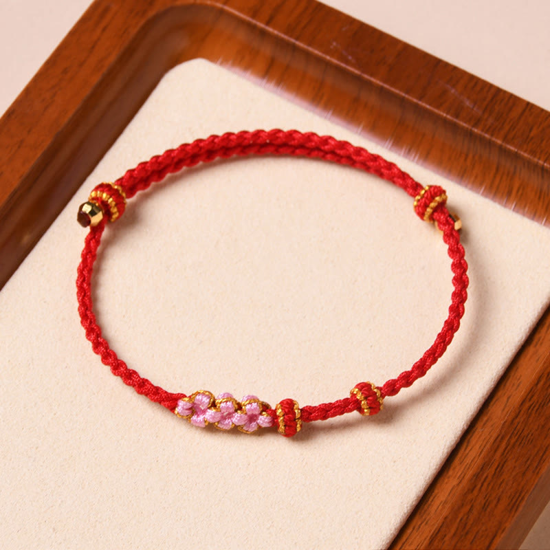 Buddha Stones Handmade Peach Blossom Protection Braided Rope Bracelet Bracelet BS 7