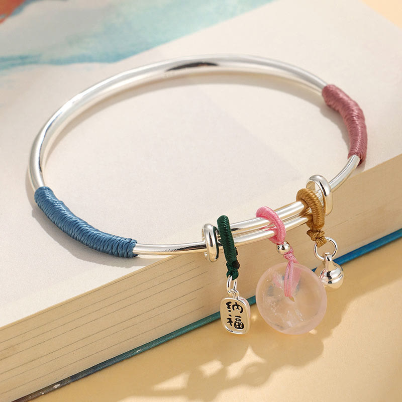 Buddha Stones Pink Crystal Peace Buckle Lucky Flower Love Bracelet Bangle Bracelet Bangle BS Pink Crystal Peace Buckle(Inner Diameter: 56-60mm)