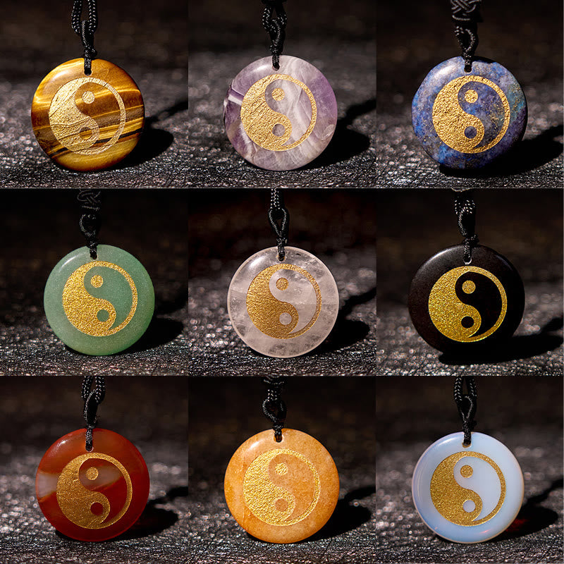 Buddha Stones Various Crystal Amethyst Tiger Eye Green Aventurine Yin Yang Spiritual Necklace Pendant Necklaces & Pendants BS 4