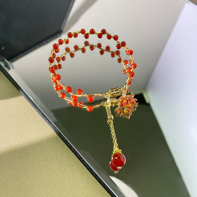 Buddha Stones Red Maple Leaf Luck Charm Bracelet Bracelet BS 12