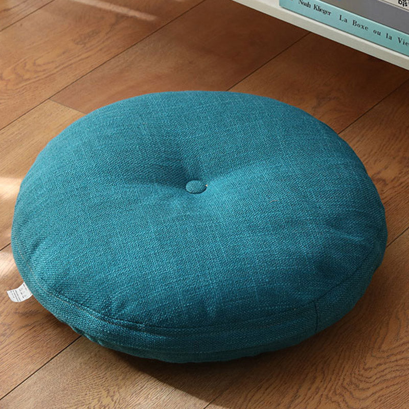 Buddha Stones Lotus Simple Pattern Linen Meditation Seat Cushion Home Living Room Decoration Decorations buddhastoneshop Detachable 40cm*10cm MediumTurquoise