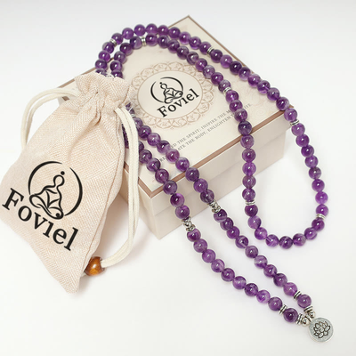 Buddha Stones Natural Amethyst Purification Mala Bracelet Bracelet BS 7