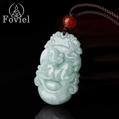 Buddha Stones Natural Jade 12 Chinese Zodiac Sucess Pendant Necklace Necklaces & Pendants BS main
