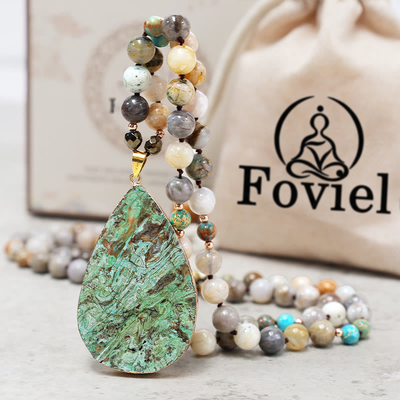 Buddha Stones Natural Ocean Picasso Jasper Beaded Healing Neckace Bracelet BS 8