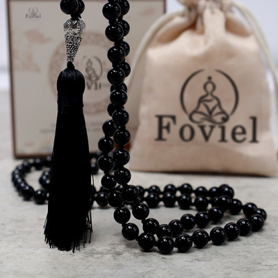 Buddha Stones 108 Mala Black Onyx Beads Yoga Meditation Prayer Beads Necklace Bracelet BS 5