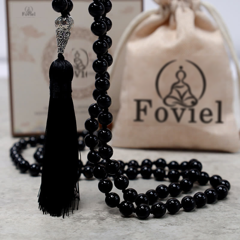 Buddha Stones 108 Mala Black Onyx Beads Yoga Meditation Prayer Beads Necklace Bracelet BS 5
