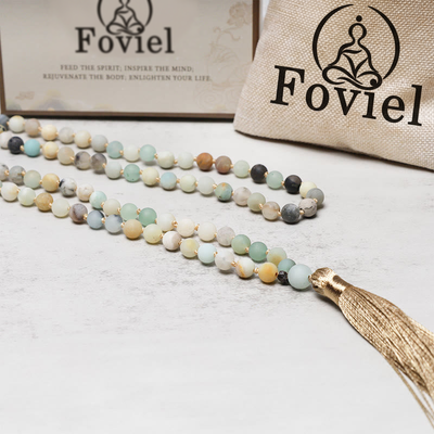 Buddha Stones 108 Amazonite Beads Tassel Mala Bracelet Mala Bracelet BS 4