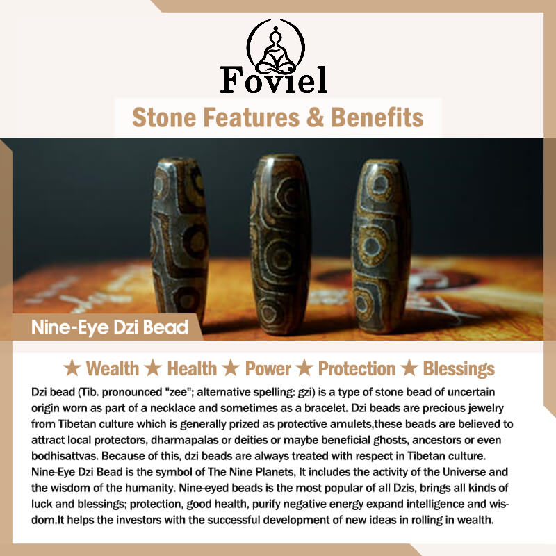 Buddha Stones Nine-Eye Dzi Bead Wealth Protection Necklace Necklaces & Pendants BS 10