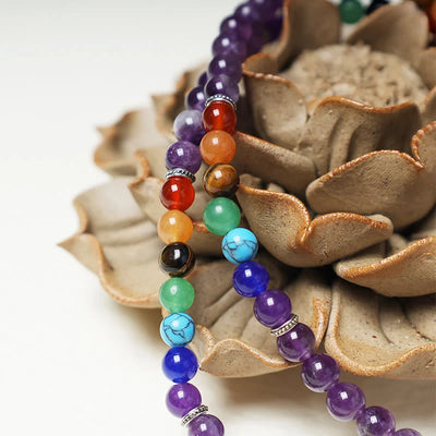 Foviel Healing Crystal Mala Prayer Beads 108 Meditation Healing Multilayer Bracelet Necklace