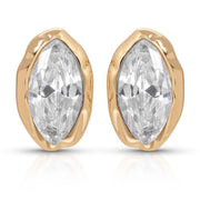 Foviel Crystal Luxe Mini Studs for Women, Mini Gold Studs Clear & Emerald 18K Gold Plated CZ Dainty Earrings