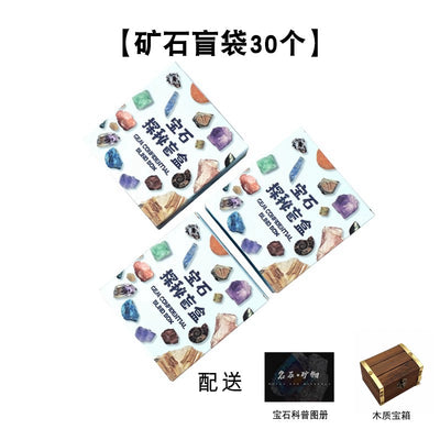 Mineral Mystery Chest — 30 surprise bags with a wooden storage chest and mineral booklet; supplier example