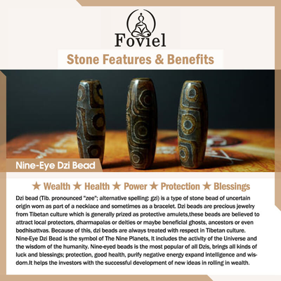 Buddha Stones Black Onyx Nine-Eye Dzi Bead Wealth Protection Bracelet Bracelet BS 9