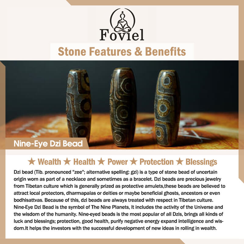 Buddha Stones Black Onyx Nine-Eye Dzi Bead Wealth Protection Bracelet Bracelet BS 9