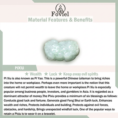 Bracelet porte-bonheur Pixiu en jade naturel Foviel