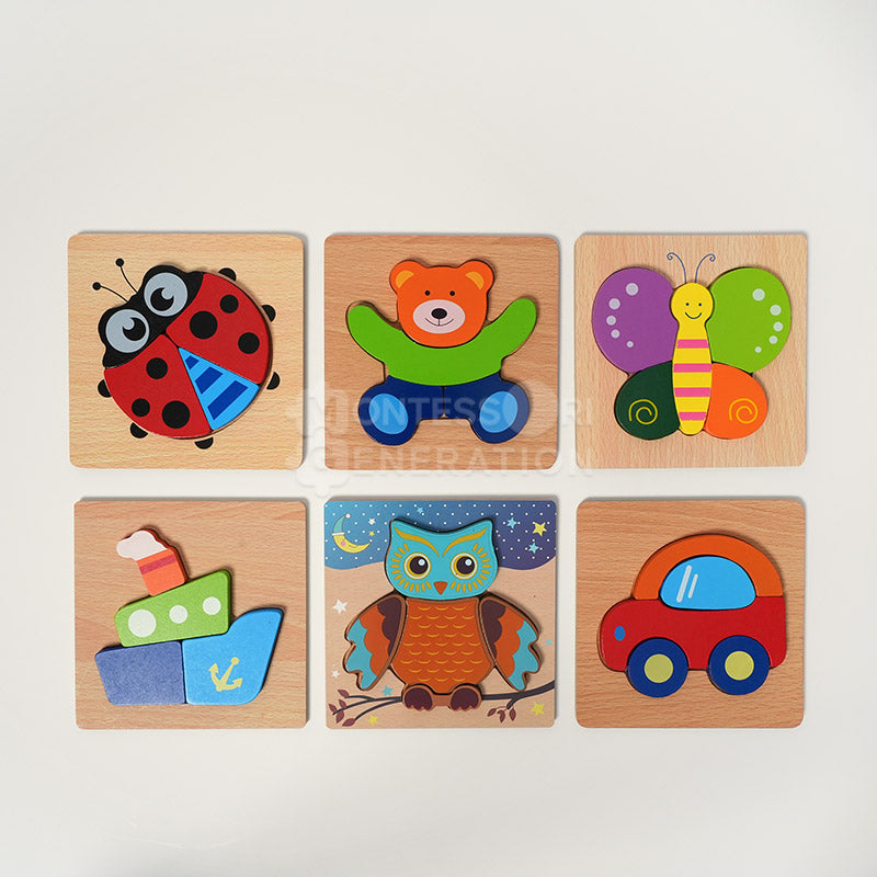 Juego de rompecabezas de madera Fidtoy para niños pequeños – 6 rompecabezas educativos para niños de 2+ años