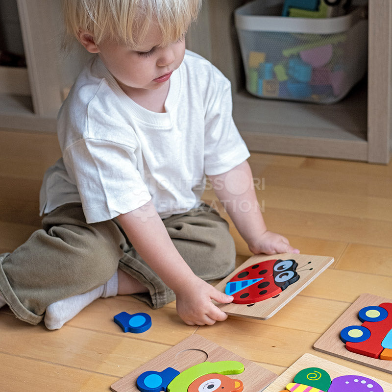 Juego de rompecabezas de madera Fidtoy para niños pequeños – 6 rompecabezas educativos para niños de 2+ años