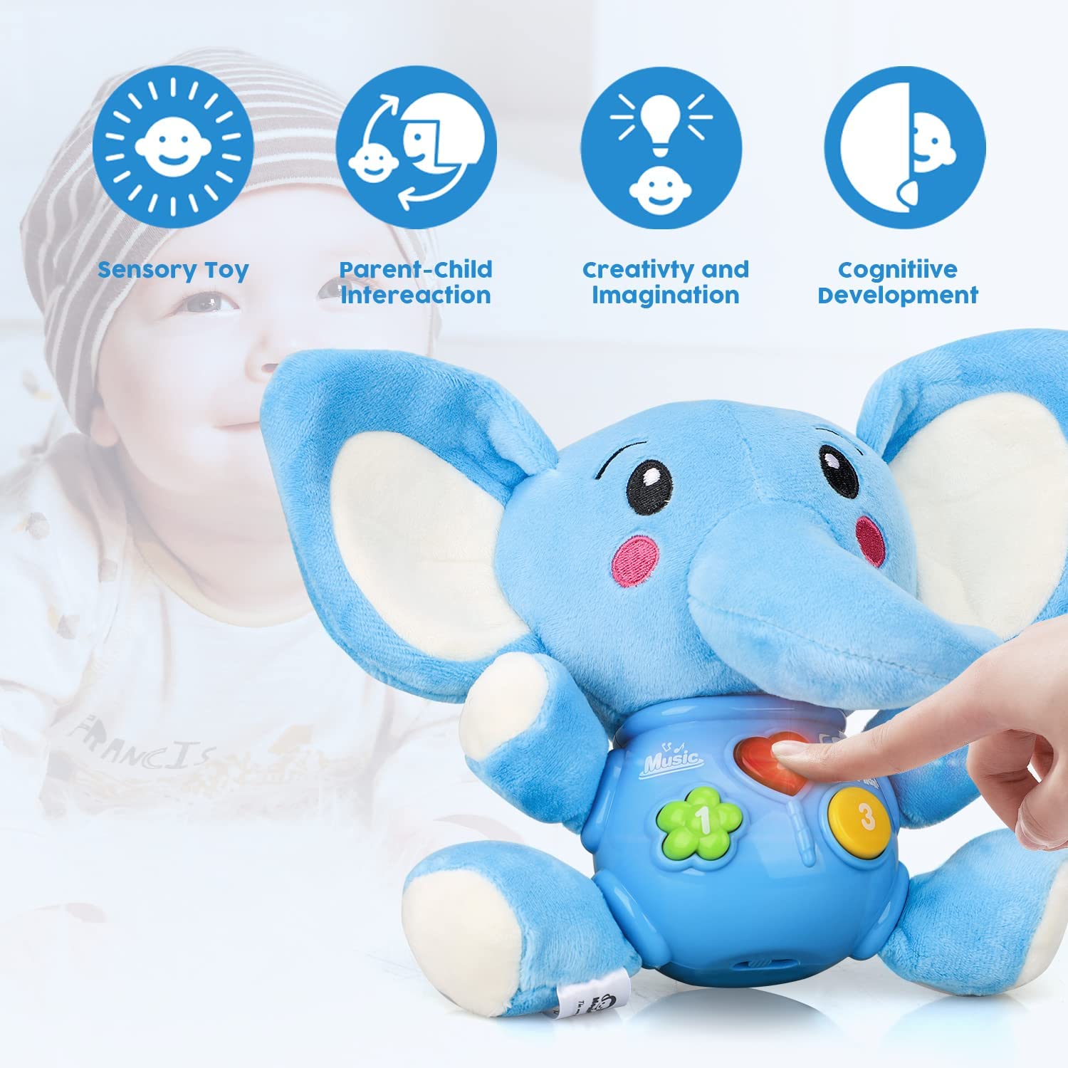 Peluche Elefante Musical para Bebé Fidtoy con Luces y Sonidos