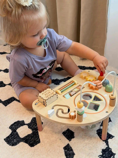 Fidtoy Wooden Activity Table for Toddlers 8-in-1 Montessori Learning Toy Multi Activity Play Table