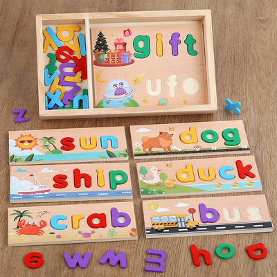 AlphaPuzzle – Aprender Palabras en Inglés – Puzzle de Ortografía de Madera