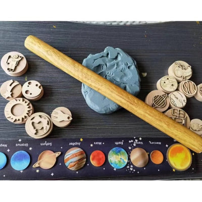 15 pcs Wooden Stamps Space Game- Fine motor skills toys