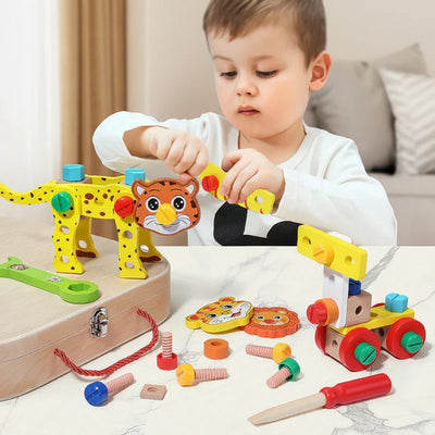 AnimalFix – Ludique et Ingénieux – Trousse à Outils en Bois Animaux