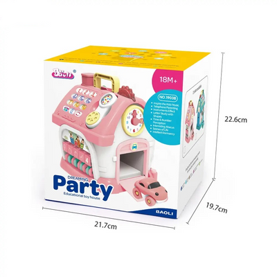 Fidtoy Dreaming Party Musical House Toddler Learning Toy 8-in-1 Musical Activity House with Piano, Clock, Phone, Animal Windows, Car, Shapes and Numbers