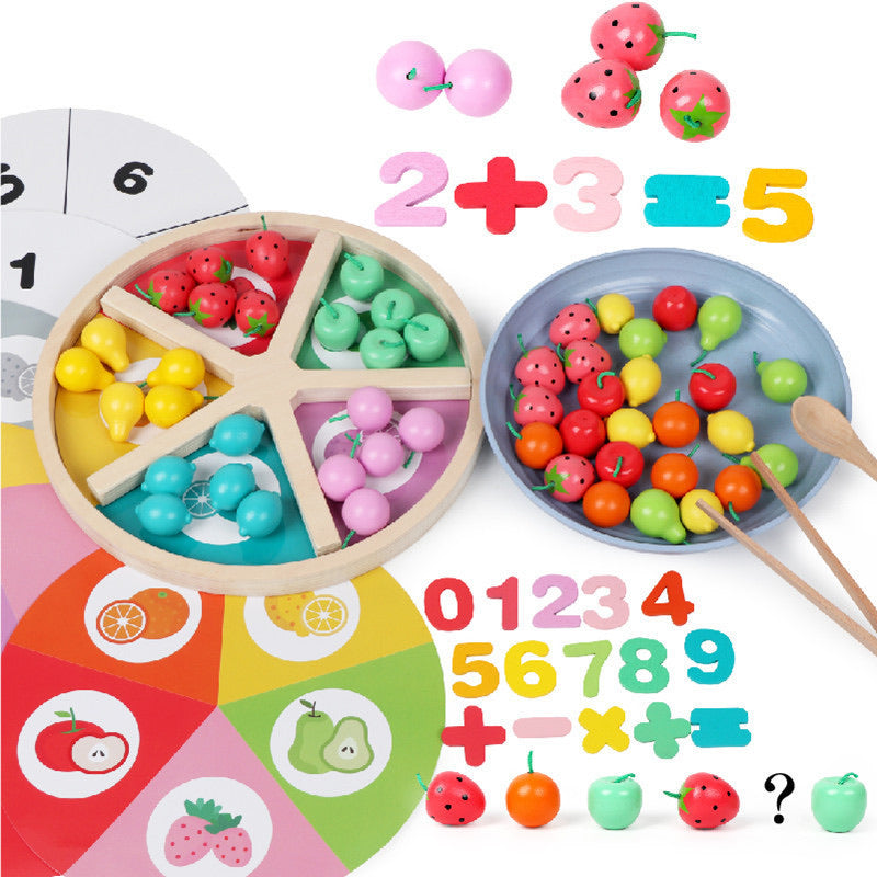 Jeu de tri de fruits en bois - Jouets éducatifs pour les mathématiques