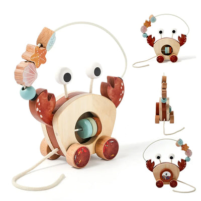 Jouet à tirer Crabe™ – Jouer & Apprendre – Crabe en bois