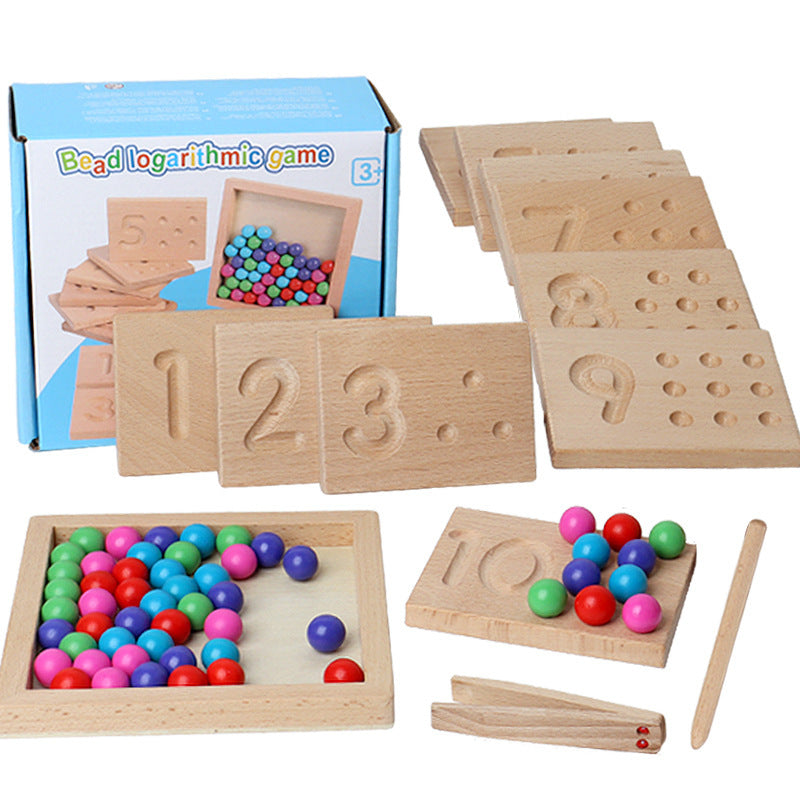 Jeu de perles en bois avec chiffres - Jouets de mathématiques en bois