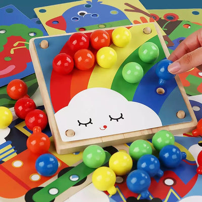 Wooden Mushroom Nails-Fine motor skills toys