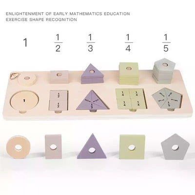 Tablero de madera para contar formas y fracciones - Juguetes de matemáticas