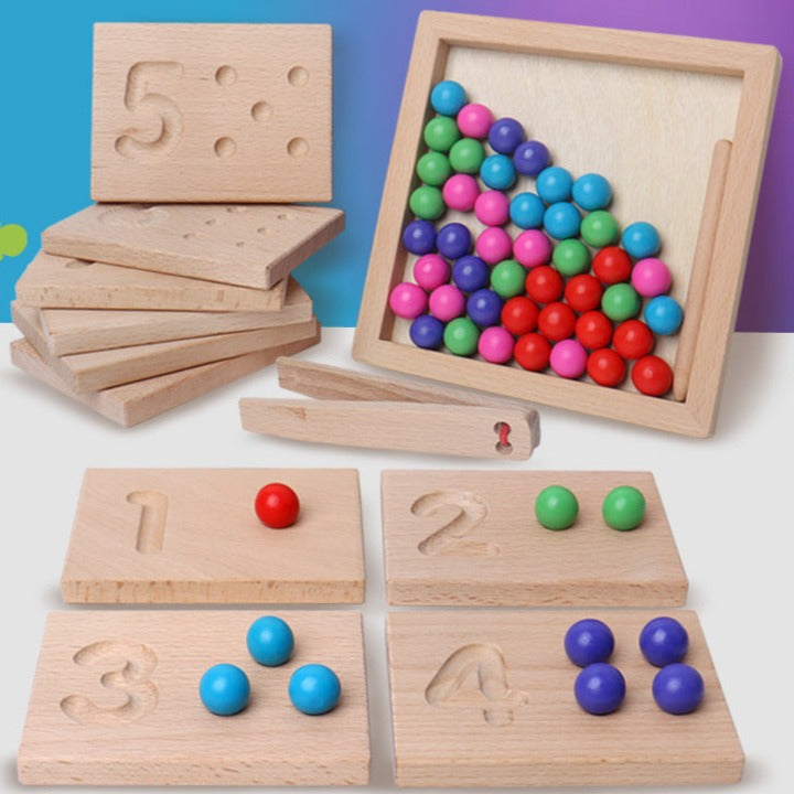 Jeu de perles en bois avec chiffres - Jouets de mathématiques en bois