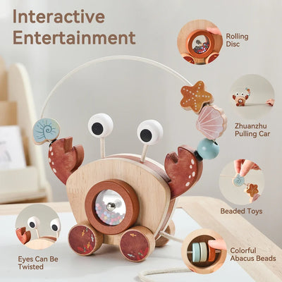 Jouet à tirer Crabe™ – Jouer & Apprendre – Crabe en bois
