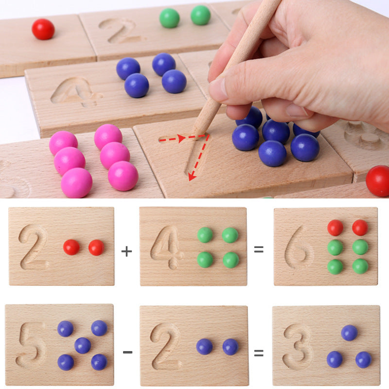 Jeu de perles en bois avec chiffres - Jouets de mathématiques en bois