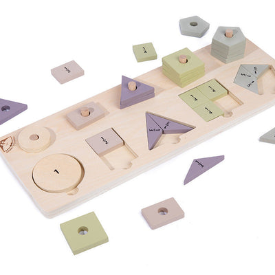 Tablero de madera para contar formas y fracciones - Juguetes de matemáticas
