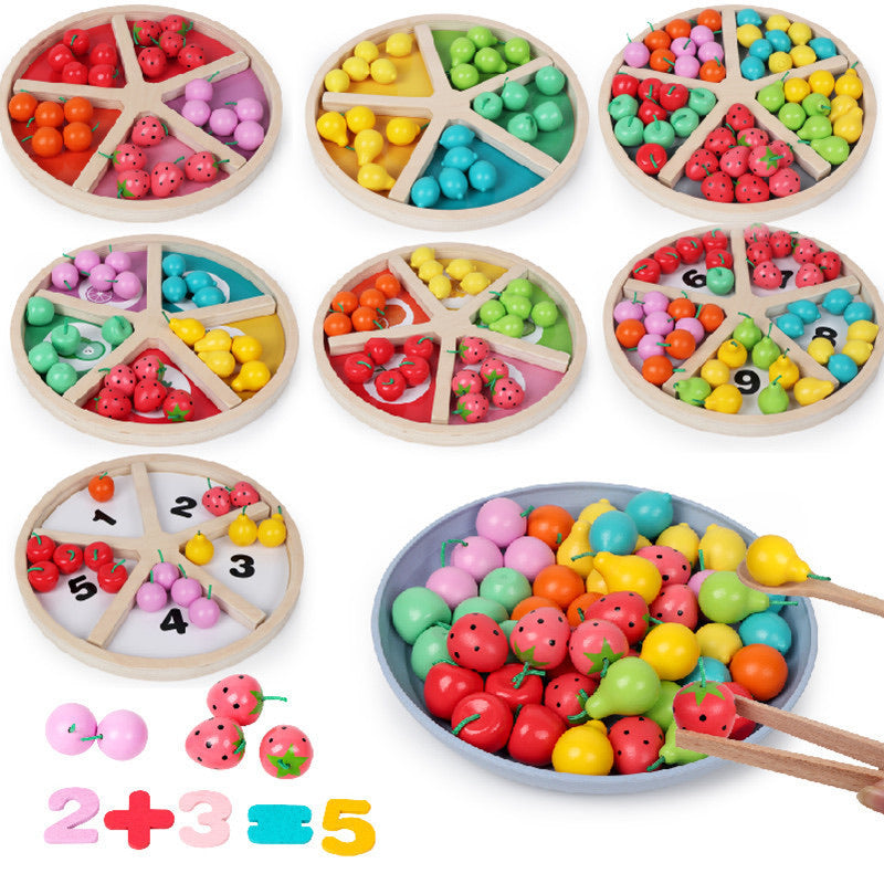 Jeu de tri de fruits en bois - Jouets éducatifs pour les mathématiques