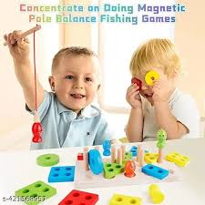 Jouet de pêche magnétique en bois Fidtoy pour enfants de 2 à 6 ans