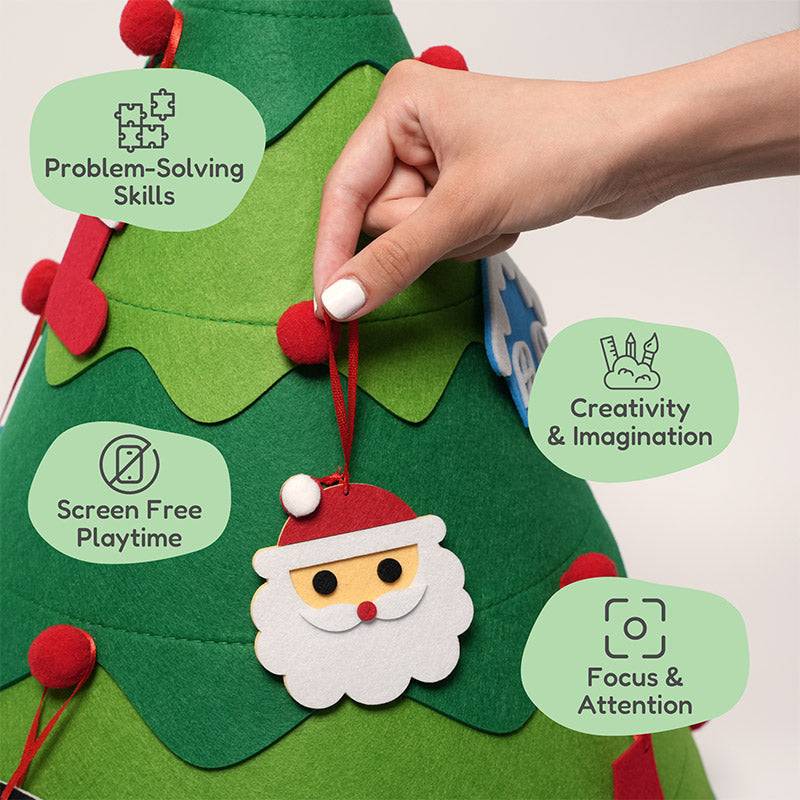 Árbol de Navidad de fieltro DIY Fidtoy – Decoración navideña interactiva para niños