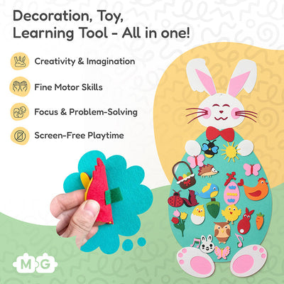 Fidtoy Conejo de Fieltro de Actividad para Pared para Niños de 1+ Decoración de Pascua