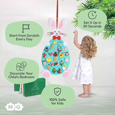 Fidtoy Conejo de Fieltro de Actividad para Pared para Niños de 1+ Decoración de Pascua