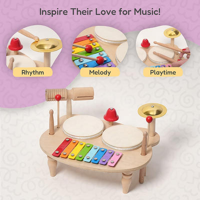 Fidtoy Ensemble de Percussion en Bois pour Enfants – Jouet Instrument de Musique 3+